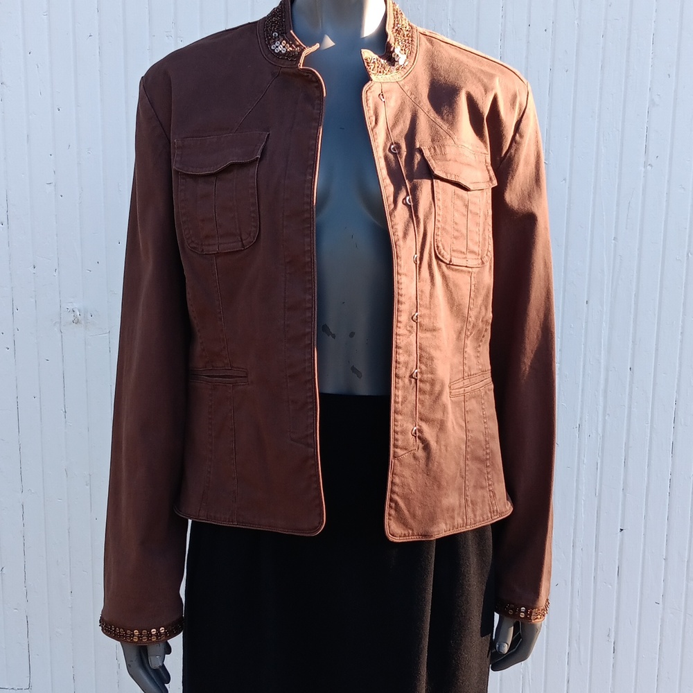 Apt 9 Ladies Army Green Military-Style Jacket W/B… - image 3